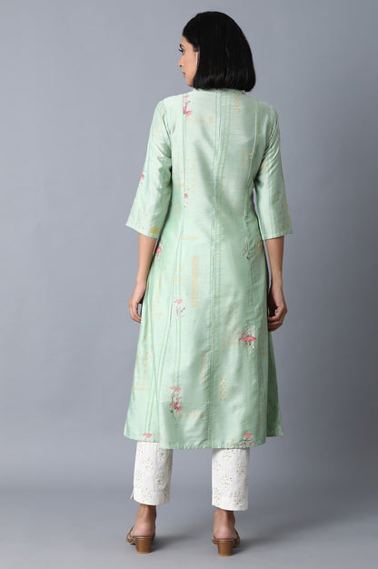 Mint Green Floral Print kurta