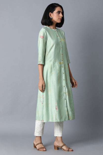 Mint Green Floral Print kurta