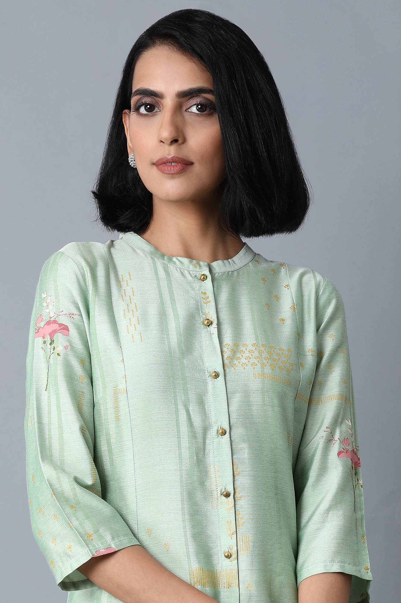 Mint Green Floral Print kurta