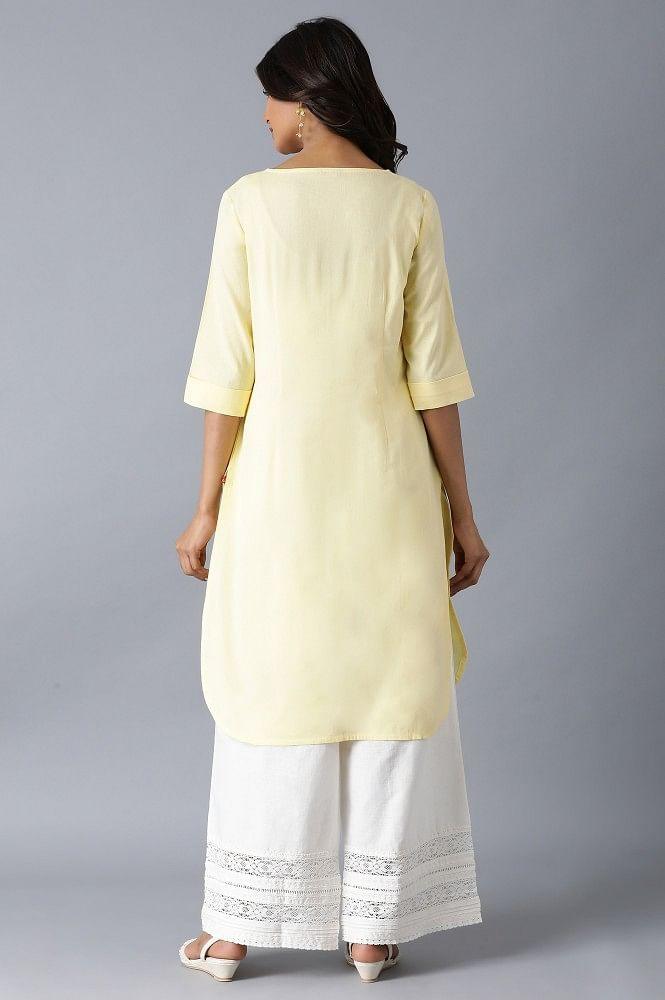 Yellow Embroidered kurta - wforwoman