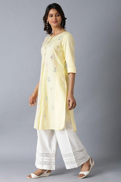 Yellow Embroidered kurta - wforwoman