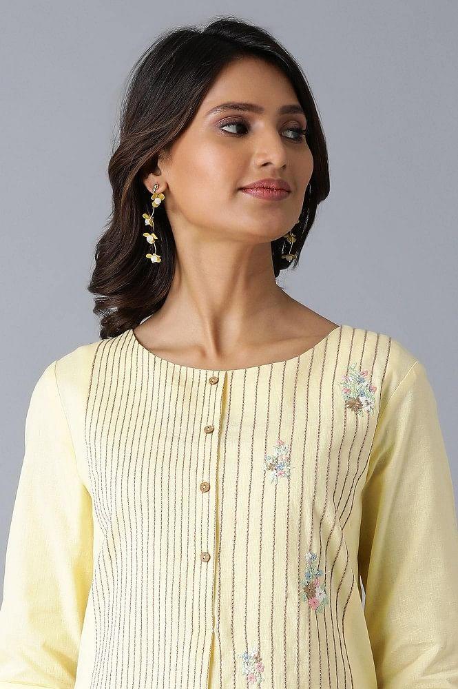 Yellow Embroidered kurta - wforwoman