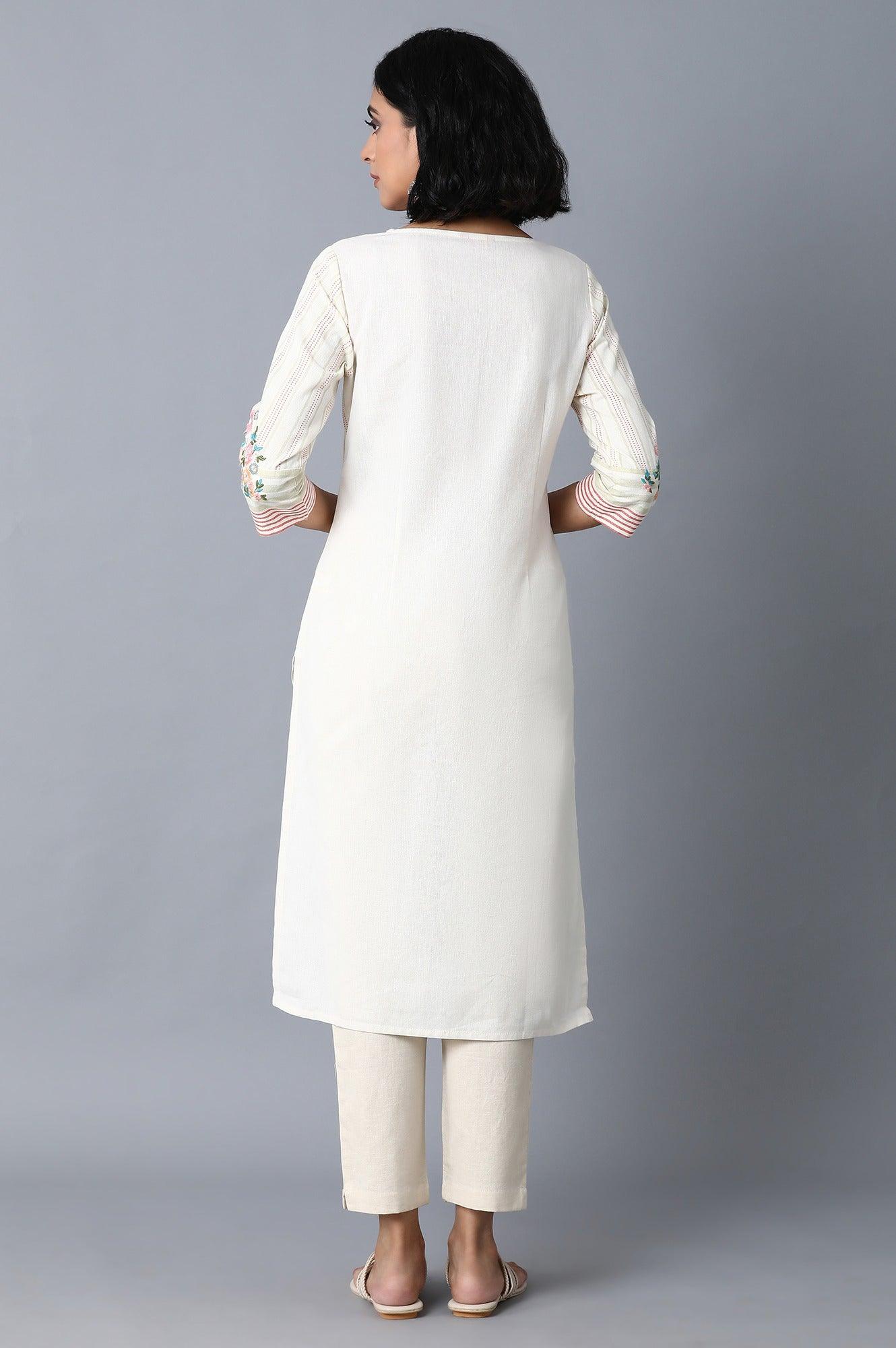 Light Yellow Stripe kurta - wforwoman