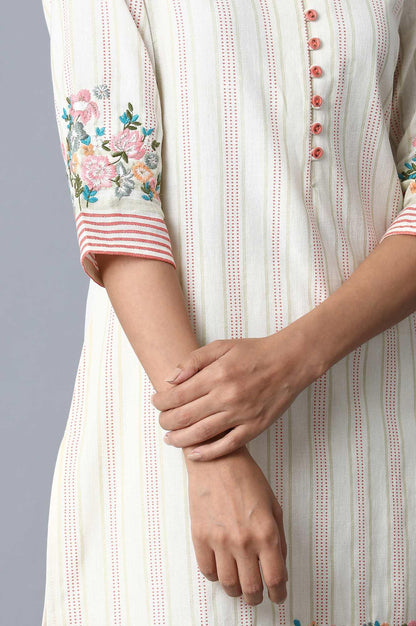 Ecru Stripe kurta - wforwoman