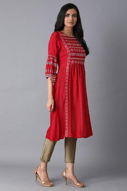 Maroon Shantung kurta - wforwoman