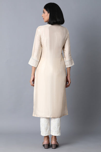 Beige Glitter Printed kurta