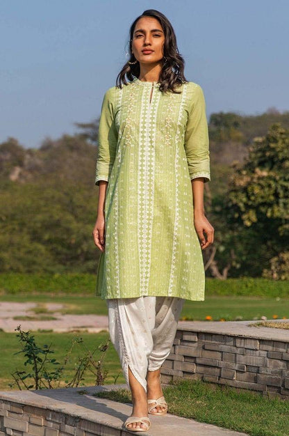 Green Printed Cambric kurta - wforwoman