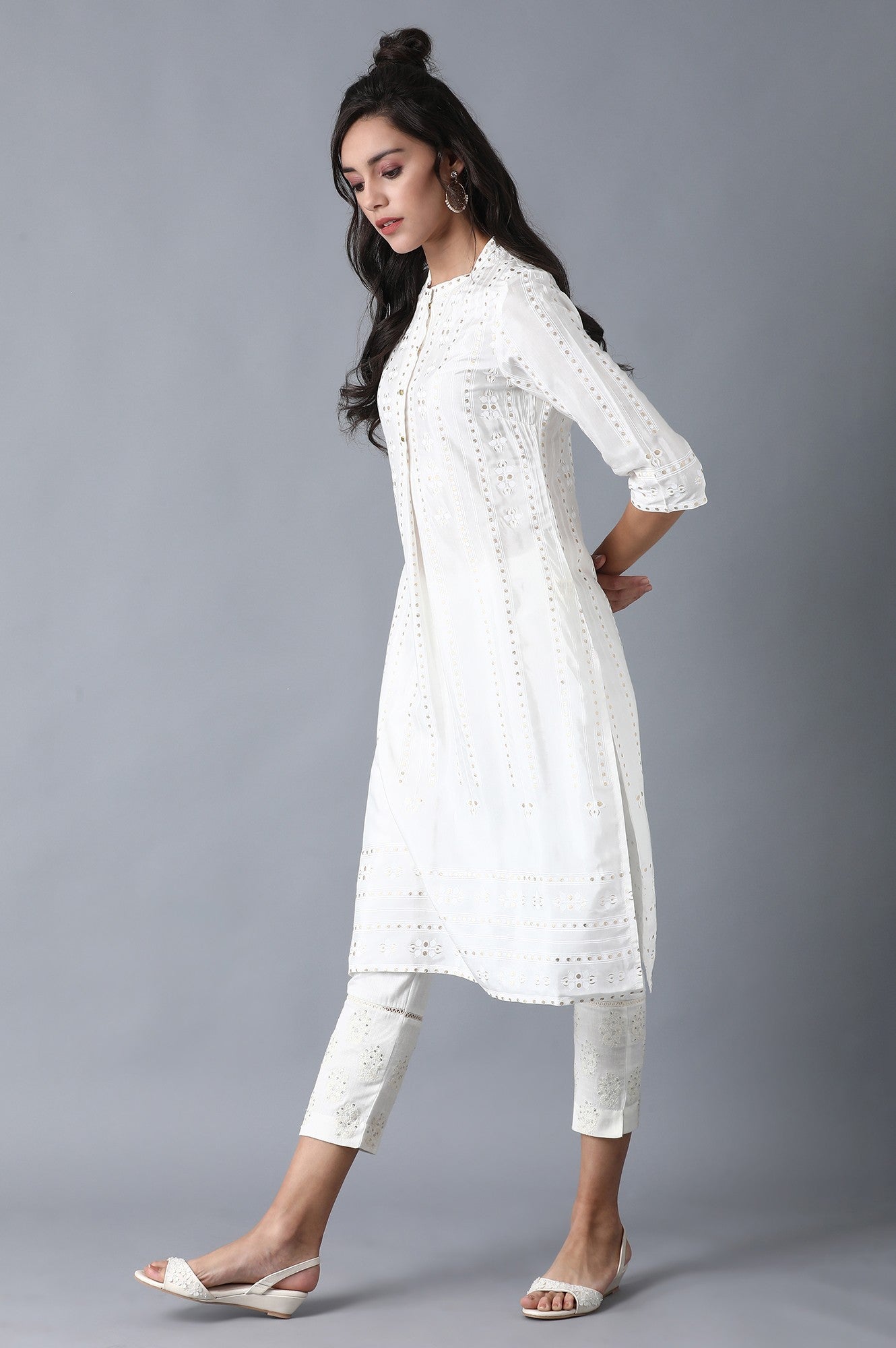 Ecru Mandarin Neck Khadi kurta