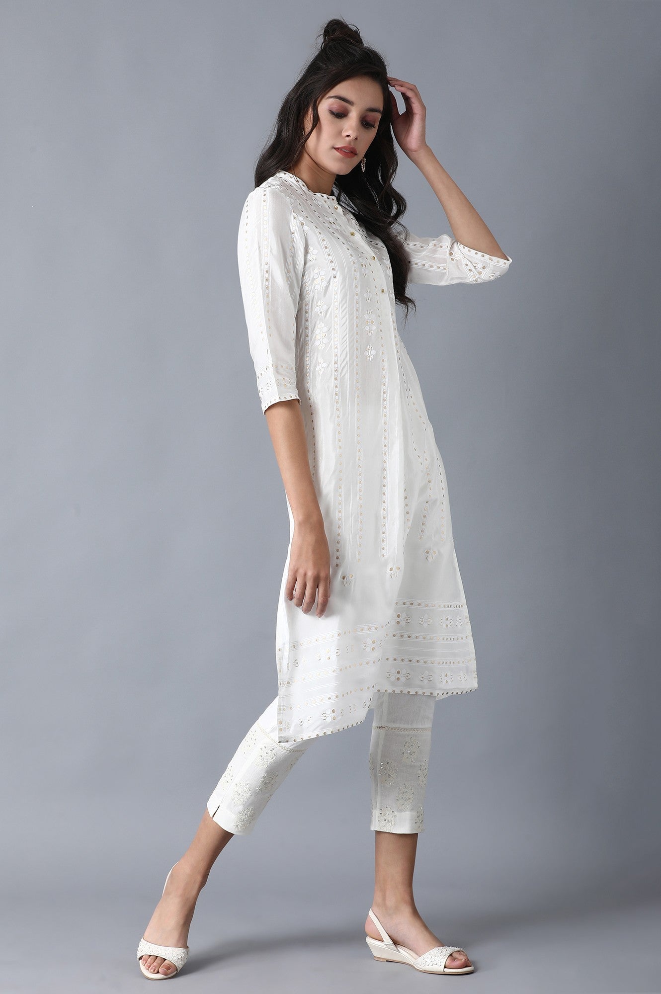 Ecru Mandarin Neck Khadi kurta