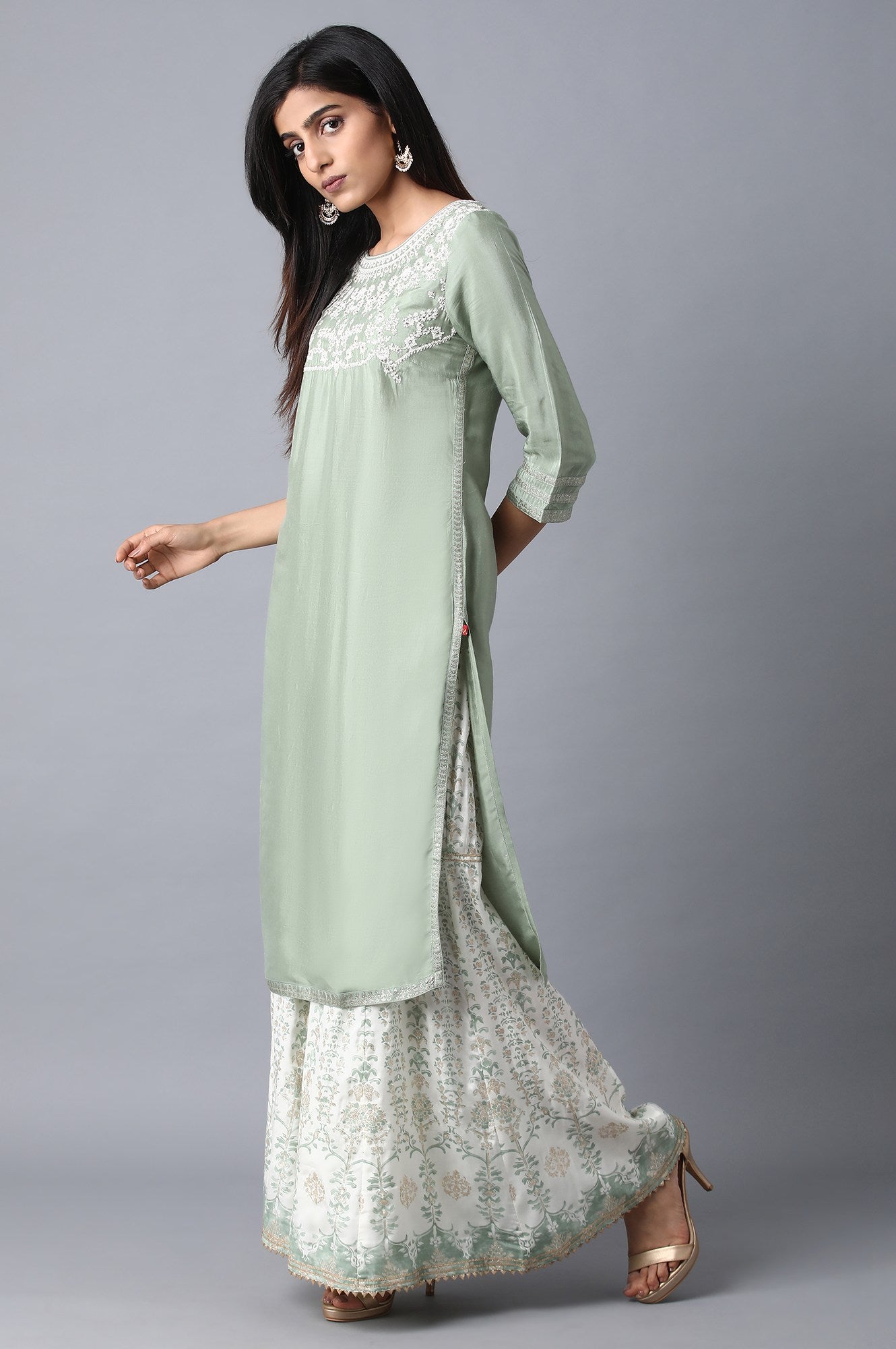 Green Reef Dori Embroidered kurta