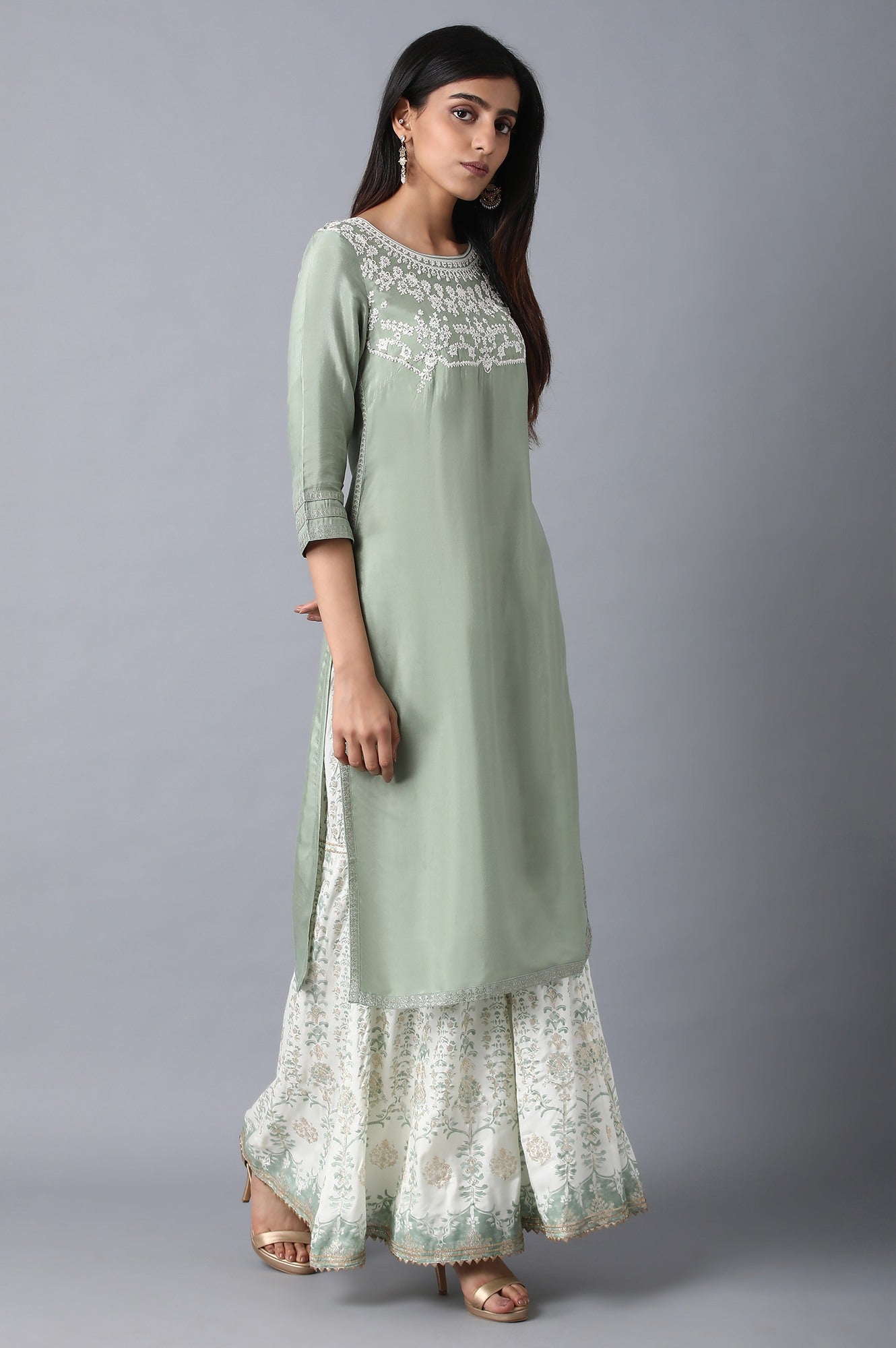 Green Reef Dori Embroidered kurta