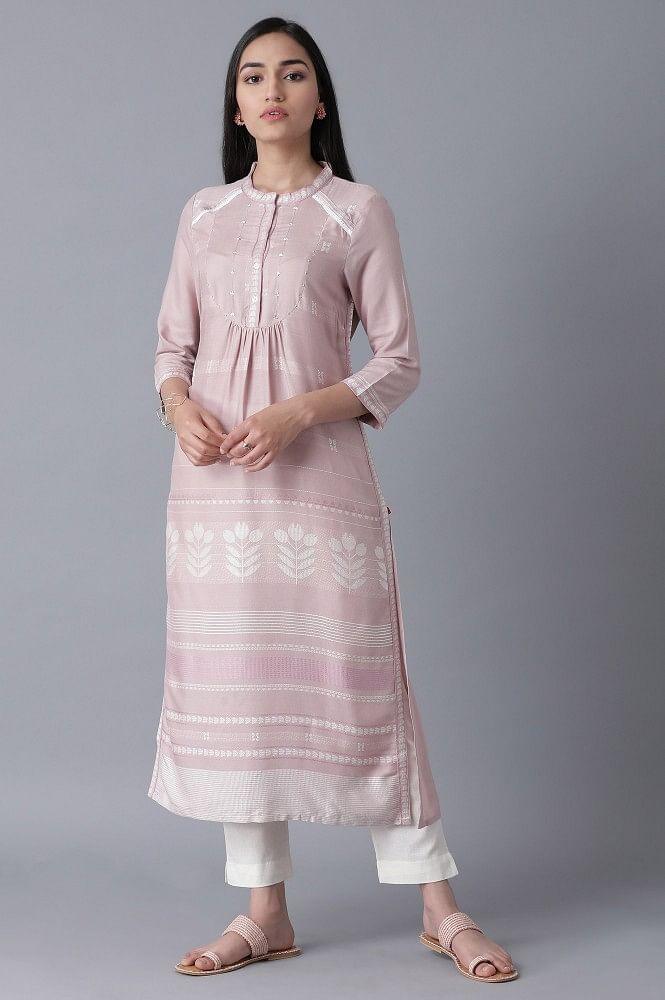 Pink Straight kurta - wforwoman