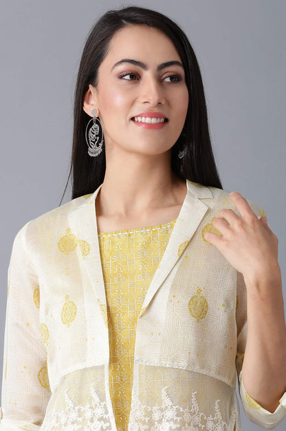 Yellow Round Neck kurta with Jacket