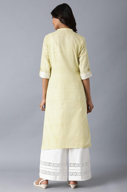 Yellow Print Mix kurta - wforwoman