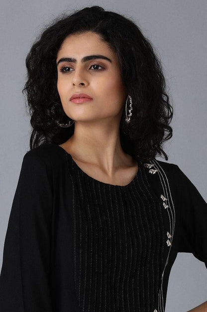 Black Round Neck kurta - wforwoman