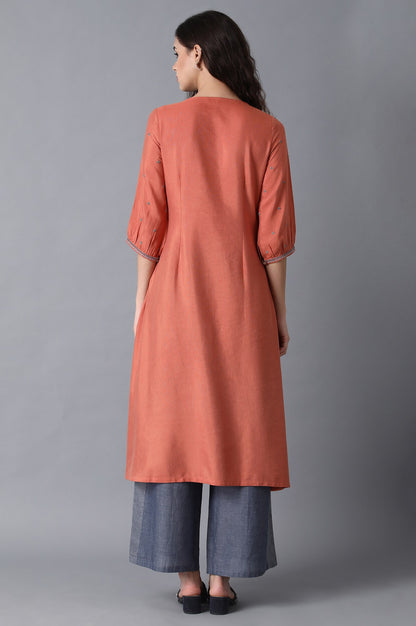 Rust Orange Gathered kurta