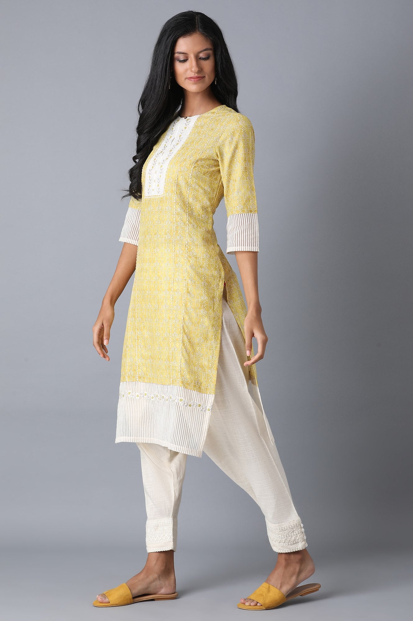 Yellow Straight kurta