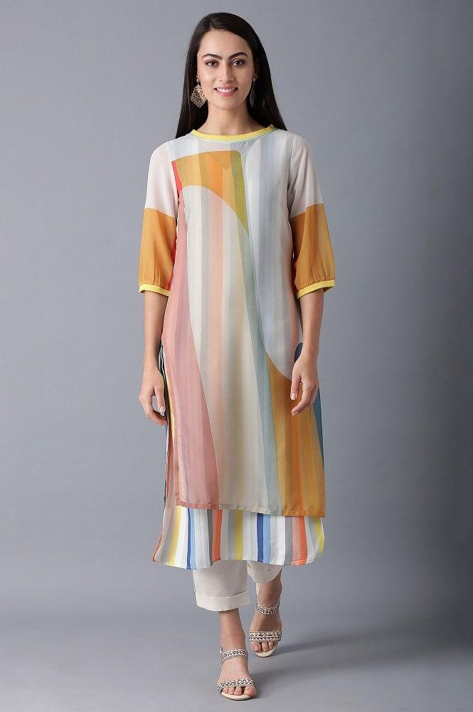 Bright Multicolor Layered kurta - wforwoman