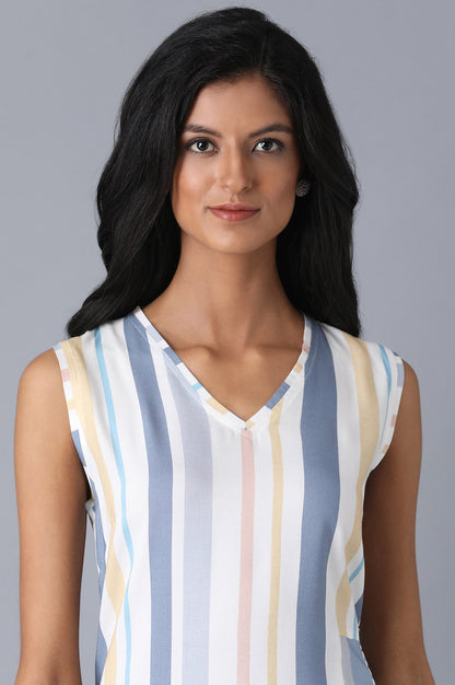 Blue Asymetric Stripe kurta