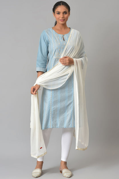 Blue Printed Straight kurta