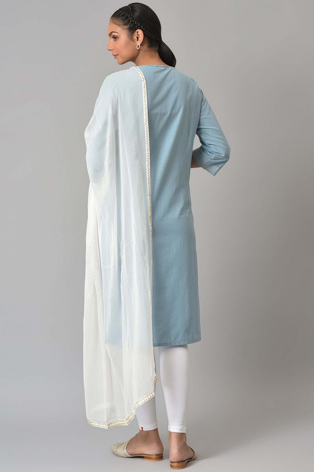 Blue Printed Straight kurta