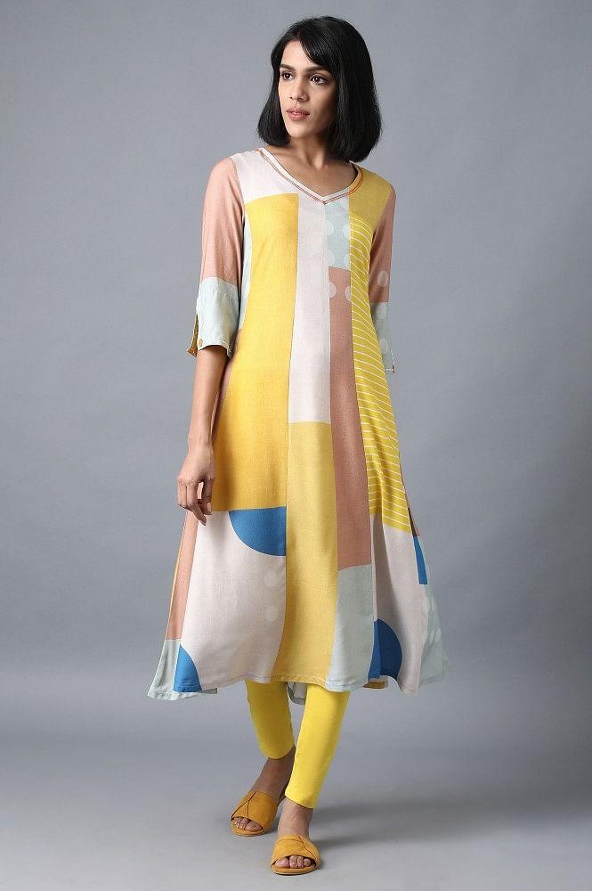 Multicoloured V-Neck Livaeco Dress - wforwoman