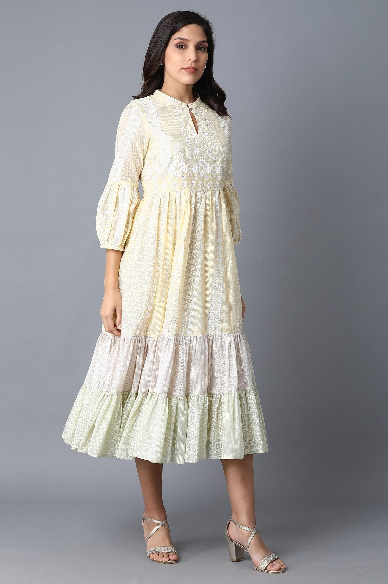 Soft Multicoloured Tiered Voile Dress - wforwoman