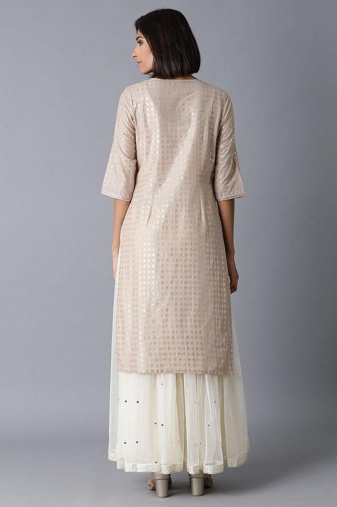 Beige Straight kurta - wforwoman