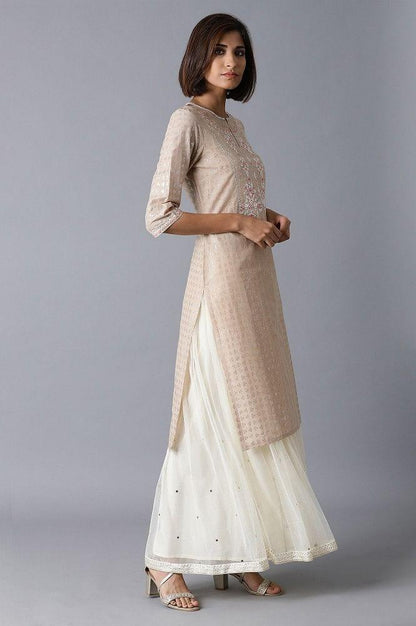 Beige Straight kurta - wforwoman