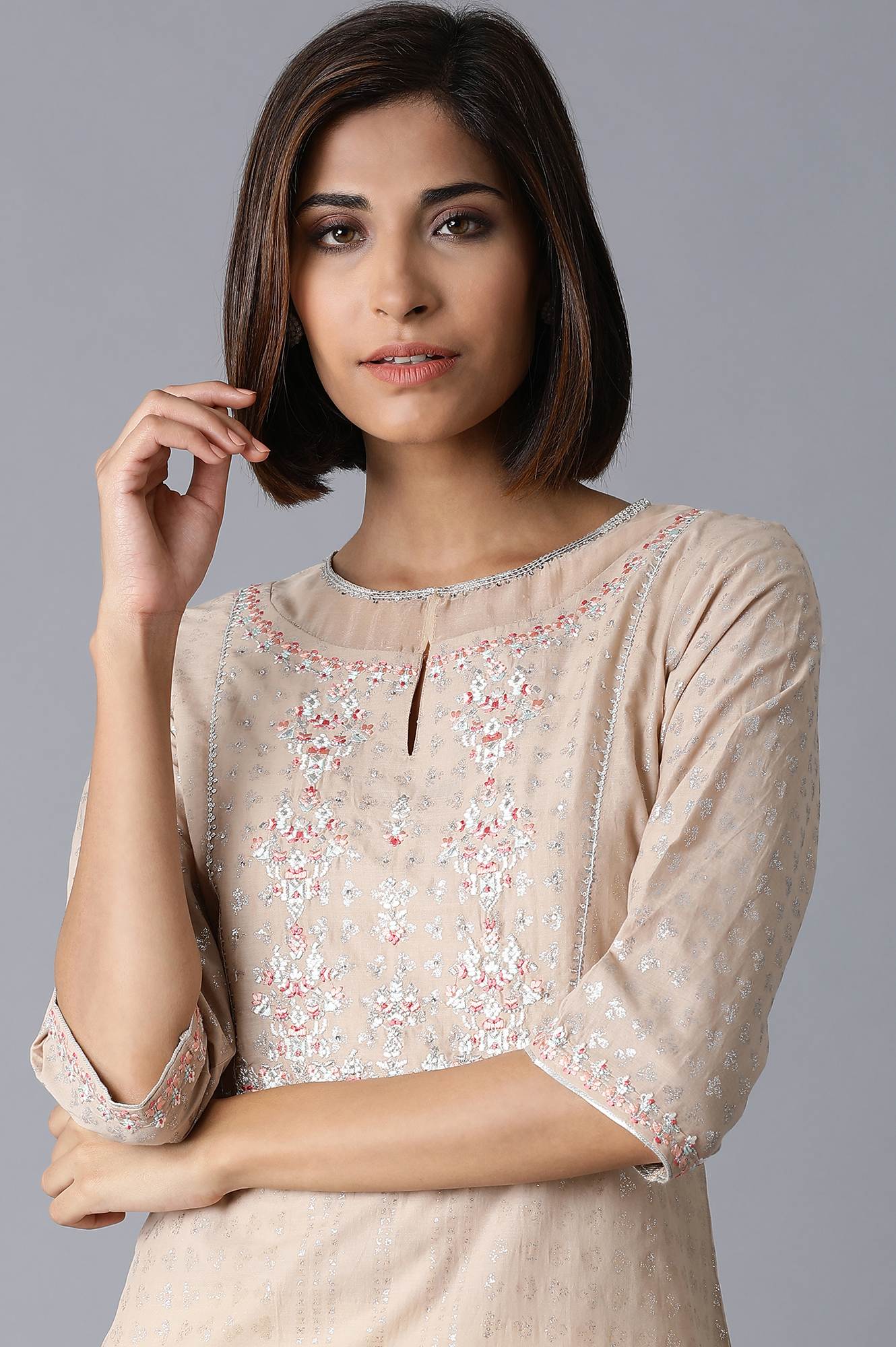 Beige Straight kurta