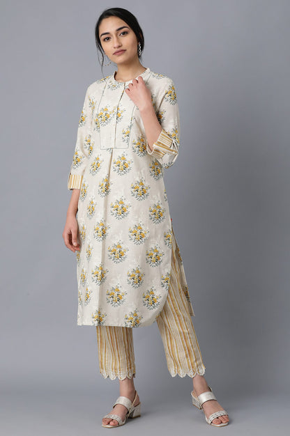 Beige Mandarin Neck kurta