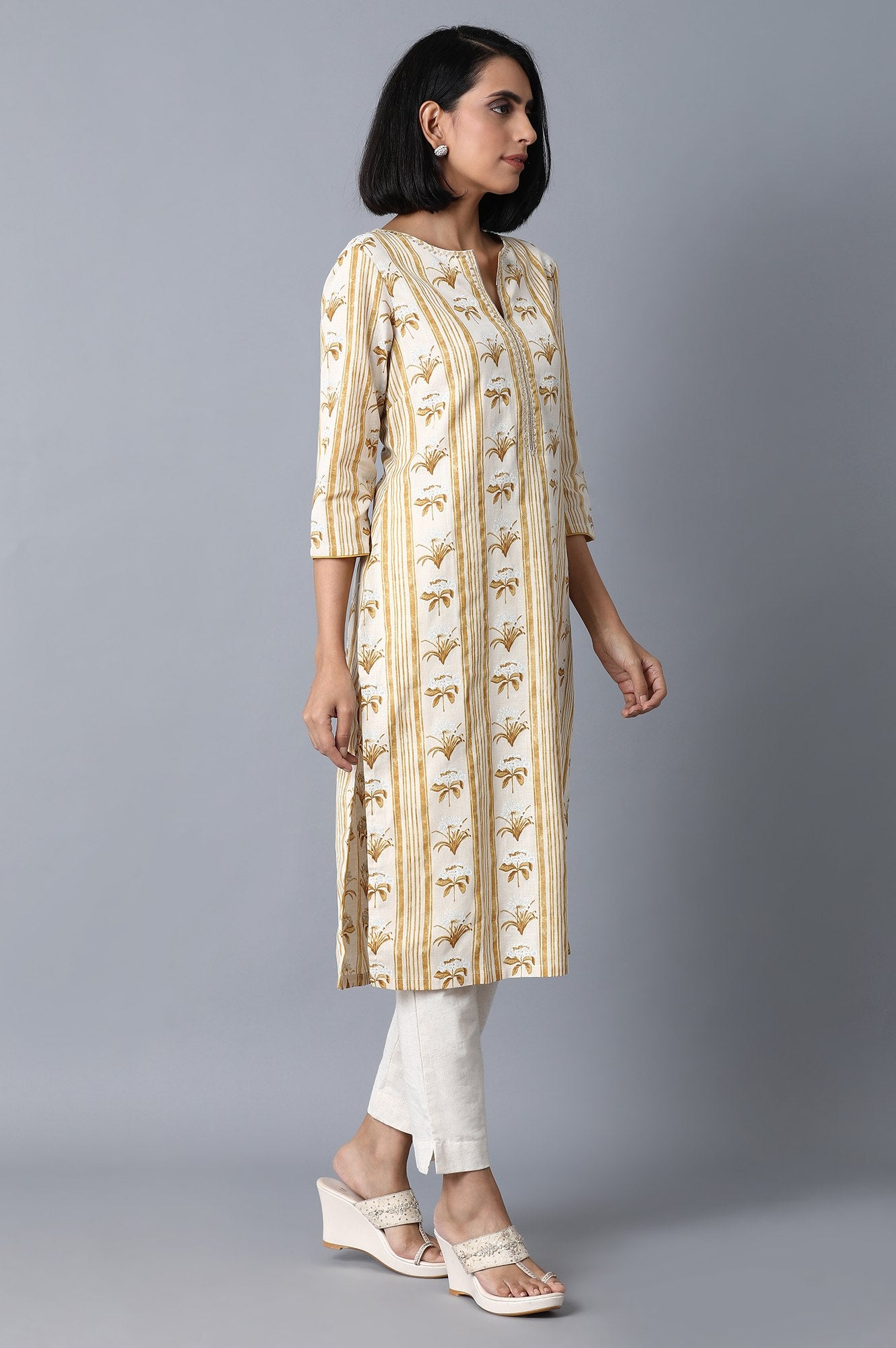 Yellow Booti Print kurta