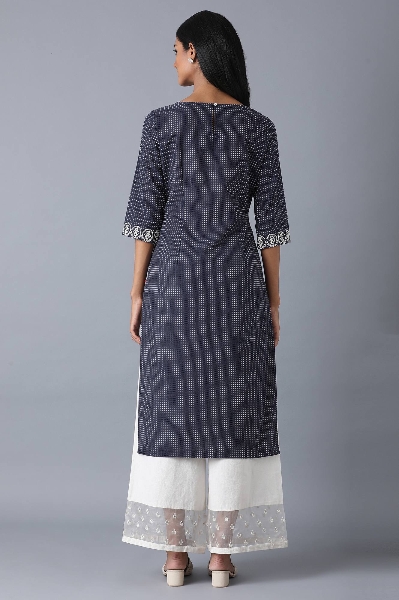 Blue Embroidered Yard Dyed kurta