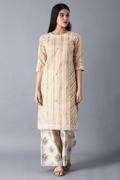 Brown kurta with Stripe - wforwoman