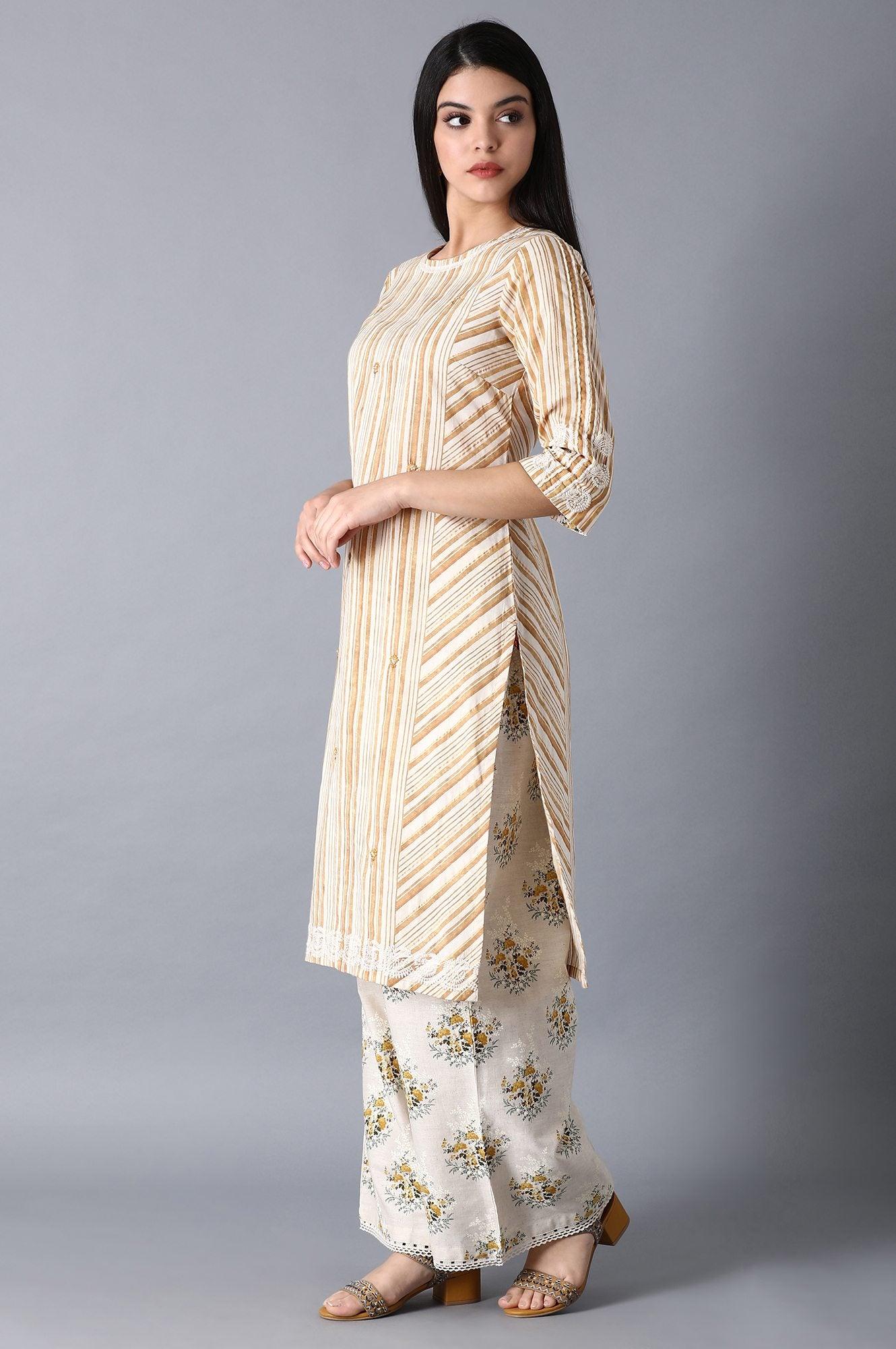 Brown kurta with Stripe - wforwoman