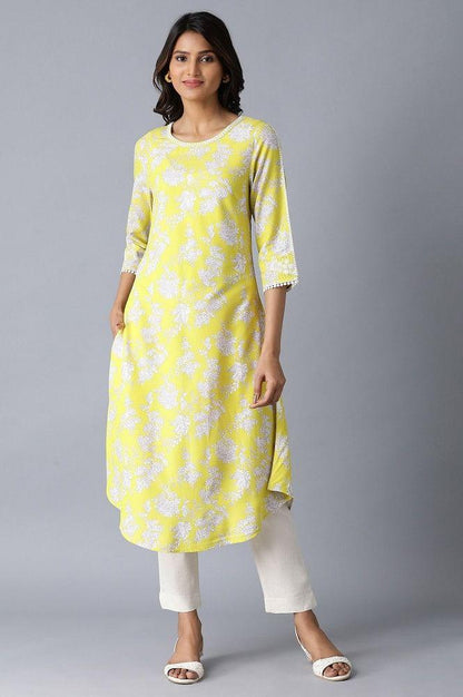 Yellow Booti Print kurta - wforwoman