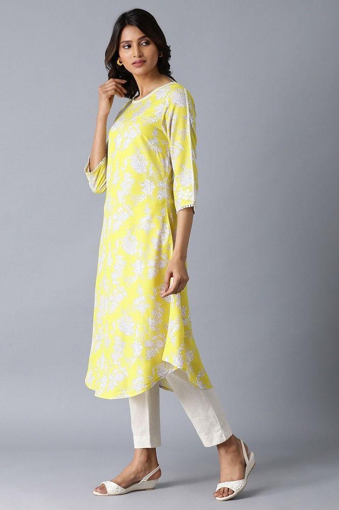 Yellow Booti Print kurta - wforwoman