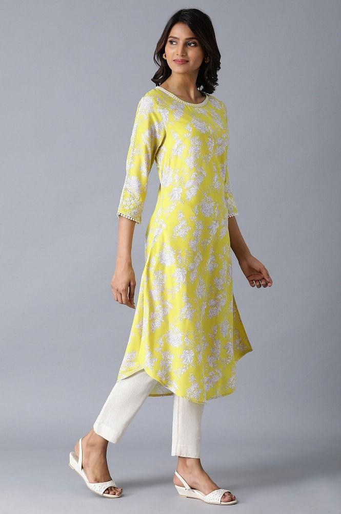 Yellow Booti Print kurta - wforwoman