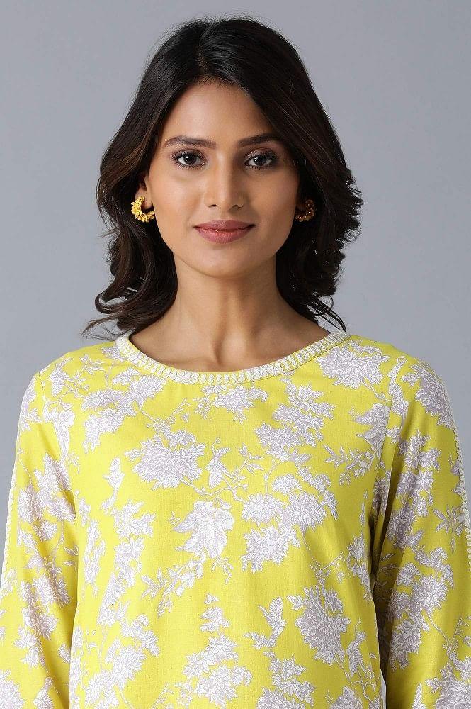 Yellow Booti Print kurta - wforwoman