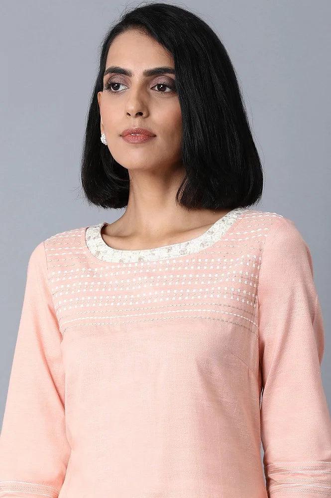 Blush Pink Khadi kurta - wforwoman