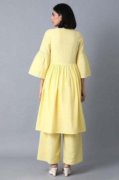 Pale Yellow Gathered Dress - wforwoman