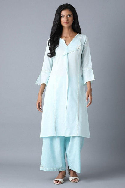 Light Blue Khadi kurta - wforwoman