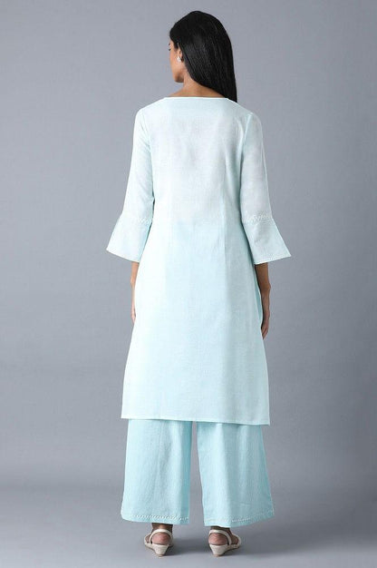 Light Blue Khadi kurta - wforwoman