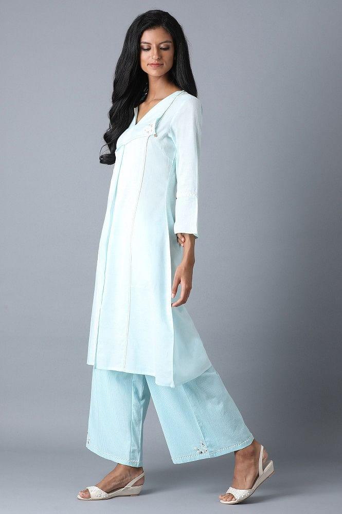 Light Blue Khadi kurta - wforwoman