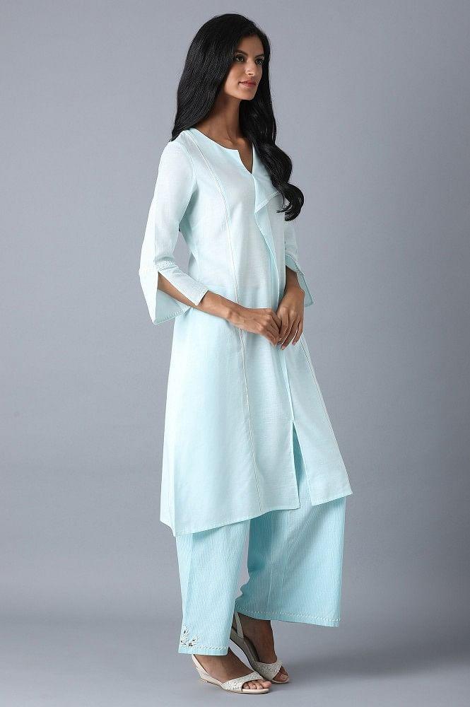 Light Blue Khadi kurta - wforwoman