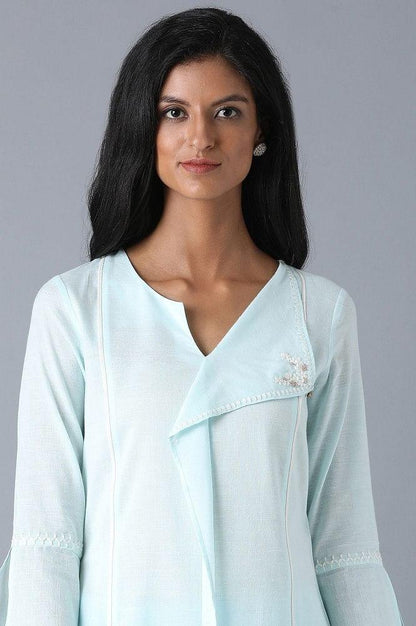 Light Blue Khadi kurta - wforwoman