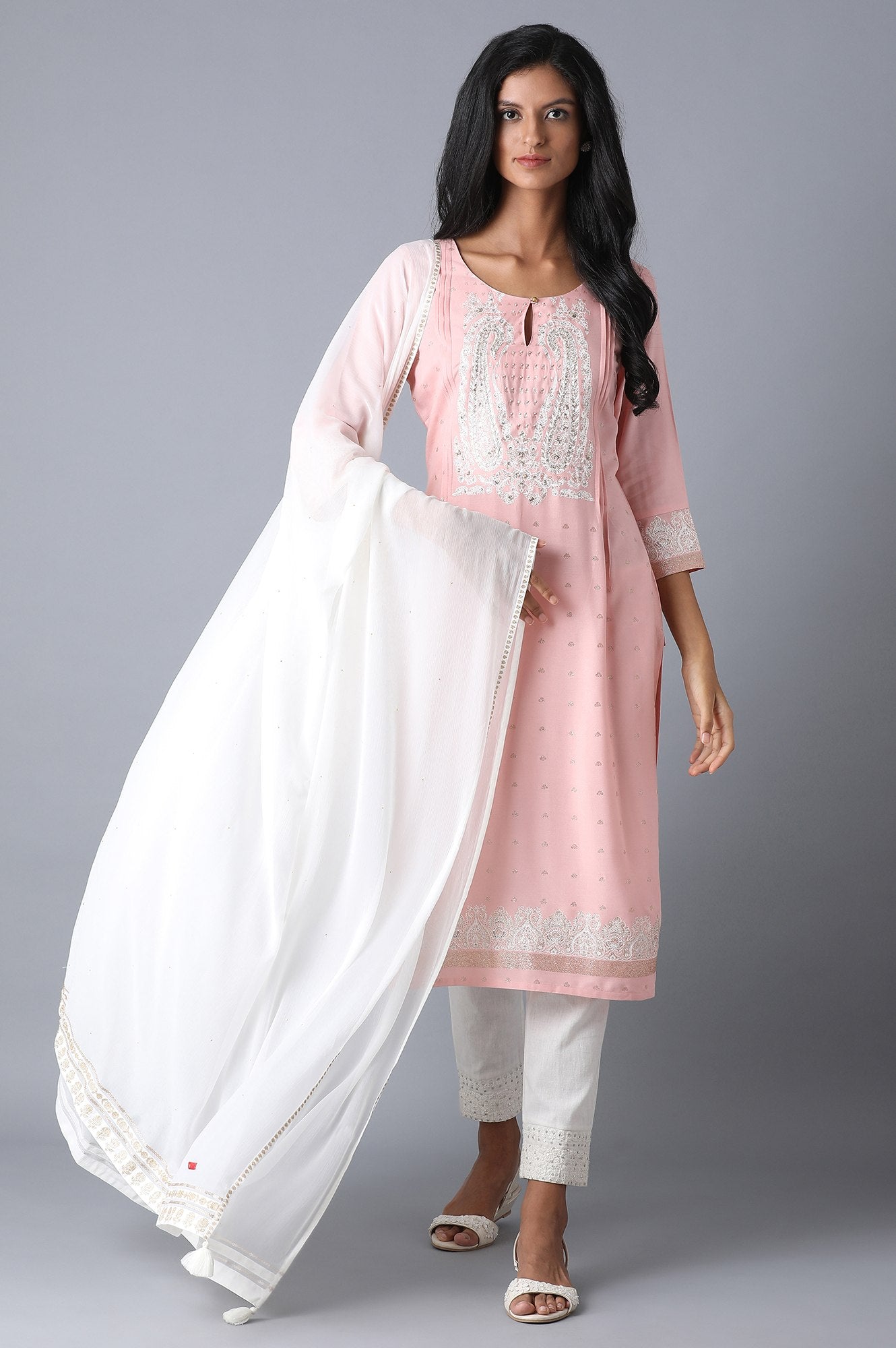 Blush Pink Embroidered Straight kurta