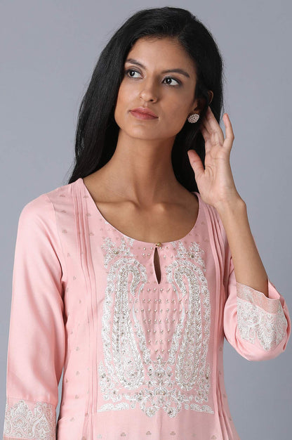 Blush Pink Embroidered Straight kurta