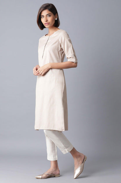 Ecru Classic Straight kurta - wforwoman