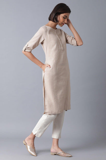 Ecru Classic Straight kurta - wforwoman